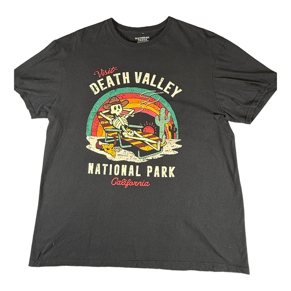 National Park Society Death Valley Skeleton Tee Adult XL  Black Logo Graphic